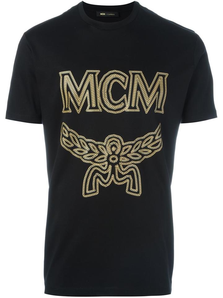 Mcm Logo Print T-shirt, Adult Unisex, Size: Xl, Black, Cotton