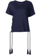 Sacai Lace Up T-shirt, Women's, Size: 2, Blue, Cotton/linen/flax