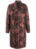 Ann Demeulemeester Long Sleeve Paisley Pattern Coat - Red