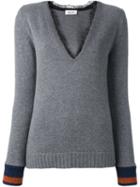 Aviù Lace V-neck Jumper, Women's, Size: 42, Grey, Polyamide/polyester/spandex/elastane/cashmere