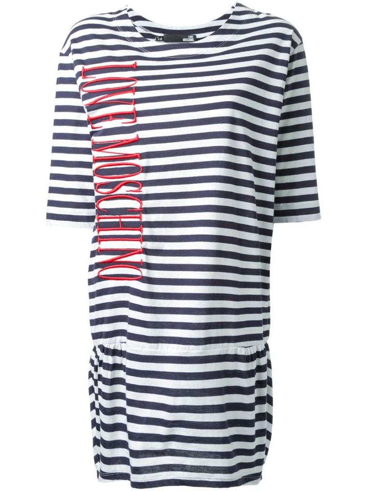 Love Moschino Logo Embroidered Striped Dress