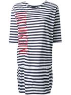 Love Moschino Logo Embroidered Striped Dress
