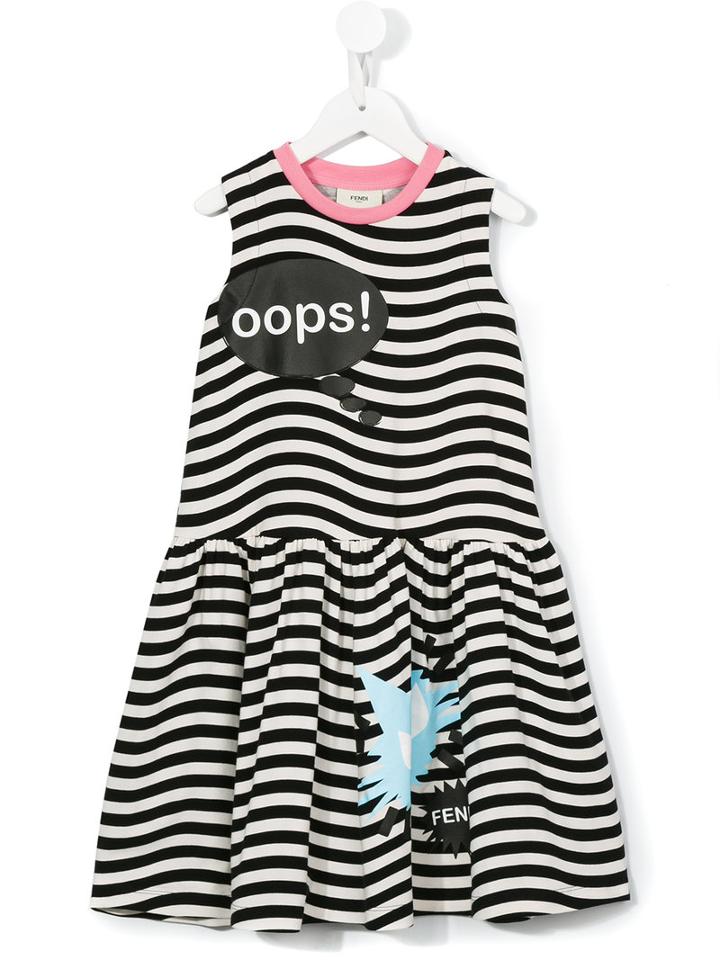 Fendi Kids Speech Bubble Print Dress, Girl's, Size: 8 Yrs, Black