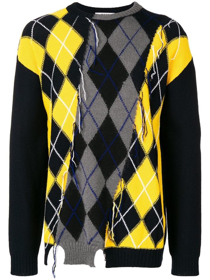 Msgm Argyle Knitted Jumper - Black