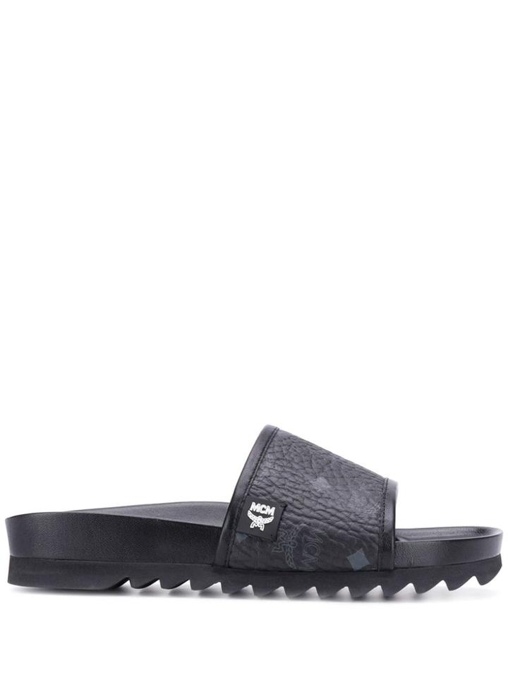 Mcm Logo Print Slides - Black