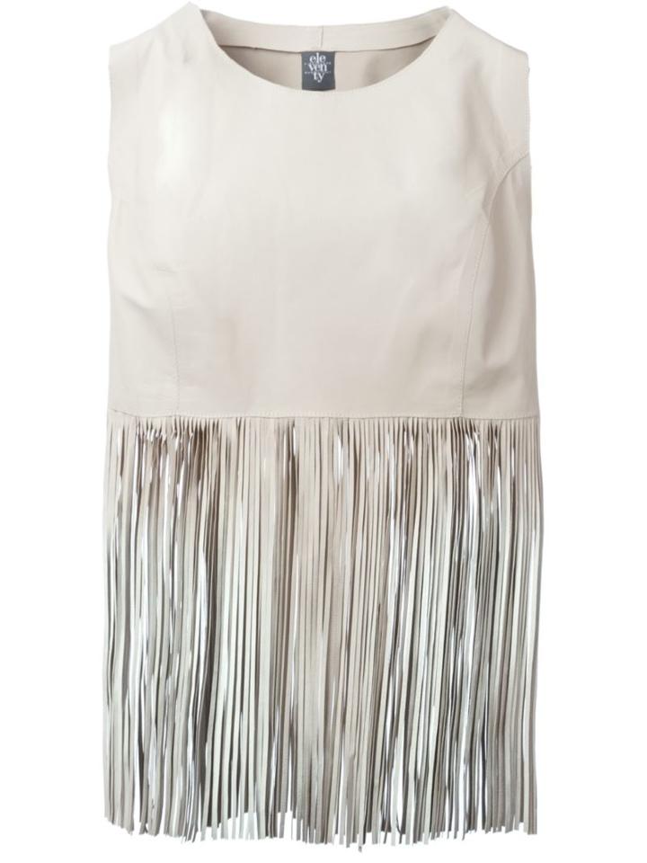 Eleventy Fringed Top, Women's, Size: 44, Nude/neutrals, Calf Leather