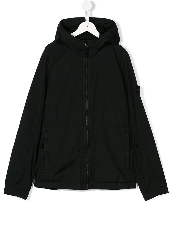 Stone Island Kids Hooded Jacket, Boy's, Size: 14 Yrs, Black