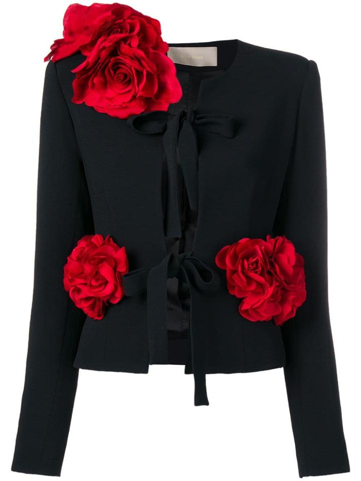 Elie Saab Rose Appliqué Jacket - Black