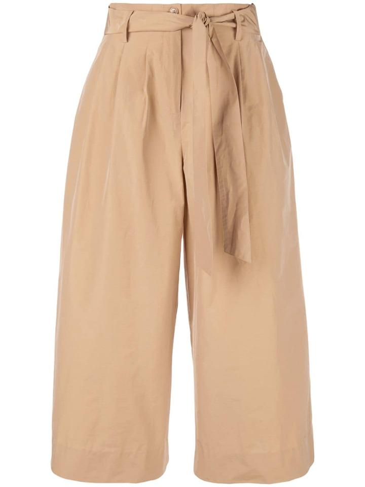 Co Wide-leg Cropped Trousers - Brown