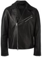 Acne Studios Asymmetric Zip Biker Jacket, Men's, Size: 50, Black, Cotton/leather/viscose