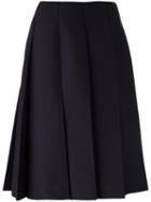 Nina Ricci Lace Hem Pleated Skirt, Women's, Size: 38, Blue, Silk/wool