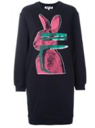 Mcq Alexander Mcqueen Glitch Bunny Sweatshirt Dress, Women's, Size: Large, Black, Cotton/polyester