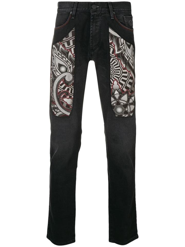 Jeckerson Printed Detail Slim-fit Jeans - Blue