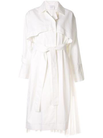 Shanshan Ruan Chiffon-panelled Trench Coat - White