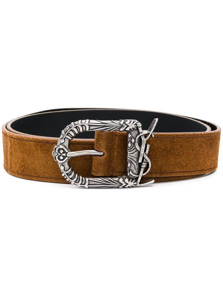 Saint Laurent Buckle Belt - Brown