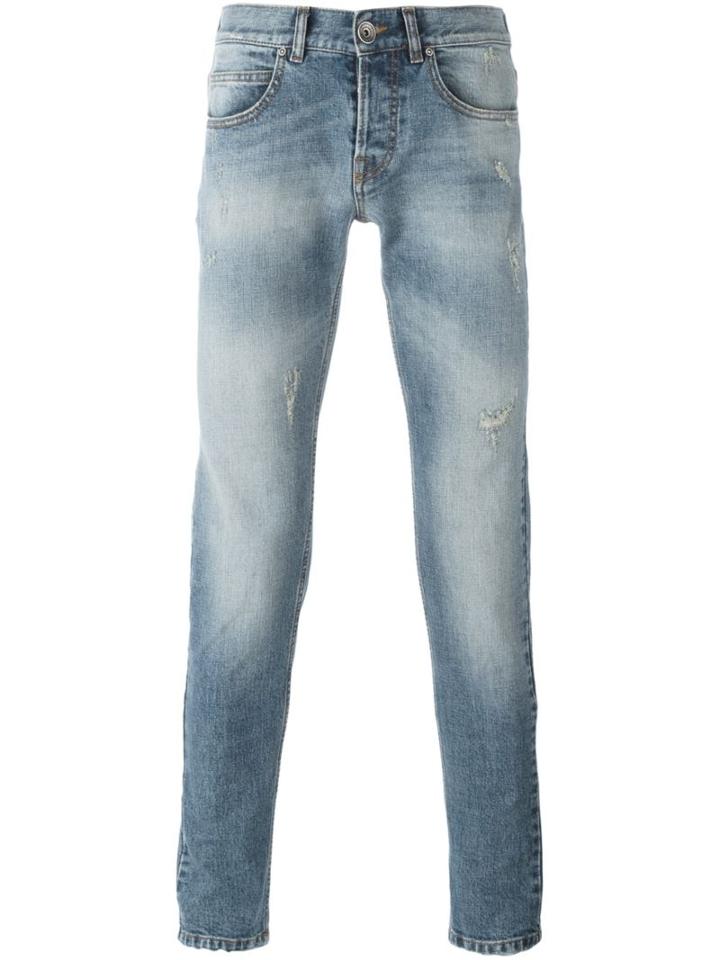 Eleventy Distressd Slim Fit Jeans, Men's, Size: 36, Blue, Cotton/spandex/elastane