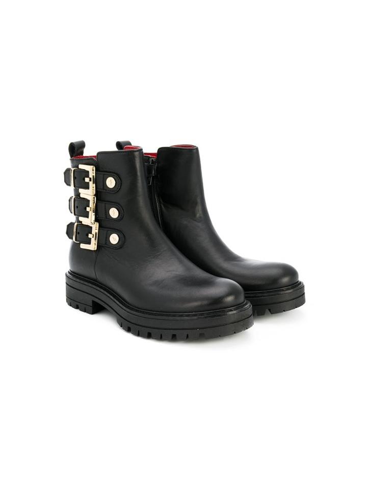 Cesare Paciotti Kids Teen Buckle Ankle Boots - Black