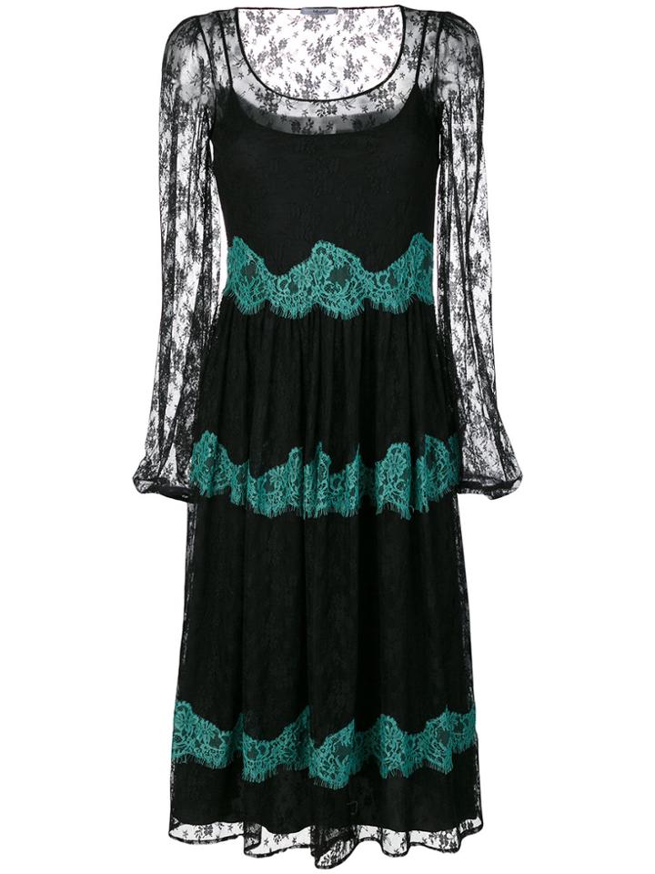 Blugirl Sheer Ruffle Dress - Black