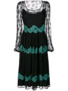 Blugirl Sheer Ruffle Dress - Black