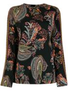 Etro Long Sleeved Paisley Print Blouse - Black