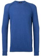 Roberto Collina Ribbed Trim Sweatshirt, Men's, Size: 50, Blue, Cotton/polyamide