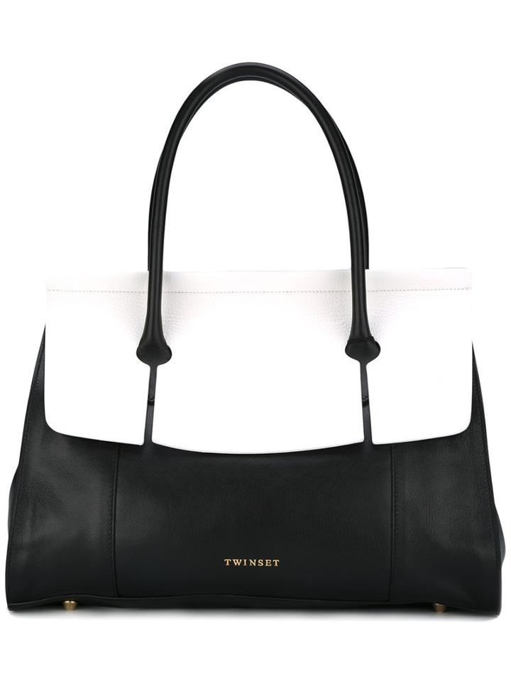 Twin-set Large Contrast Tote, Women's, Black, Leather