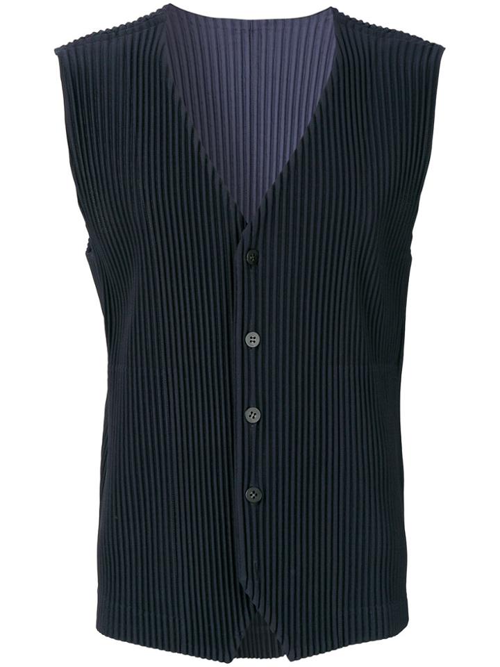 Homme Plissé Issey Miyake Classic Stitched Waistcoat - Blue