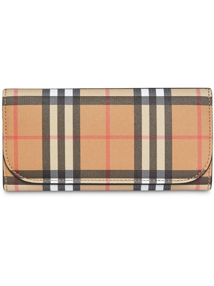 Burberry Vintage Check And Leather Continental Wallet - Yellow