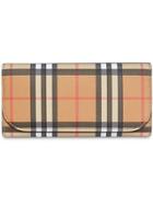 Burberry Vintage Check And Leather Continental Wallet - Yellow