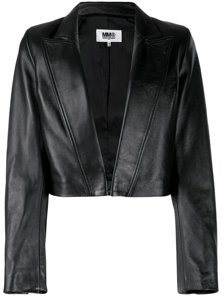 Mm6 Maison Margiela Cropped Fitted Jacket - Black