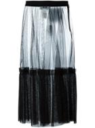 Msgm Draped See-through Skirt, Women's, Size: 40, Black, Polyamide