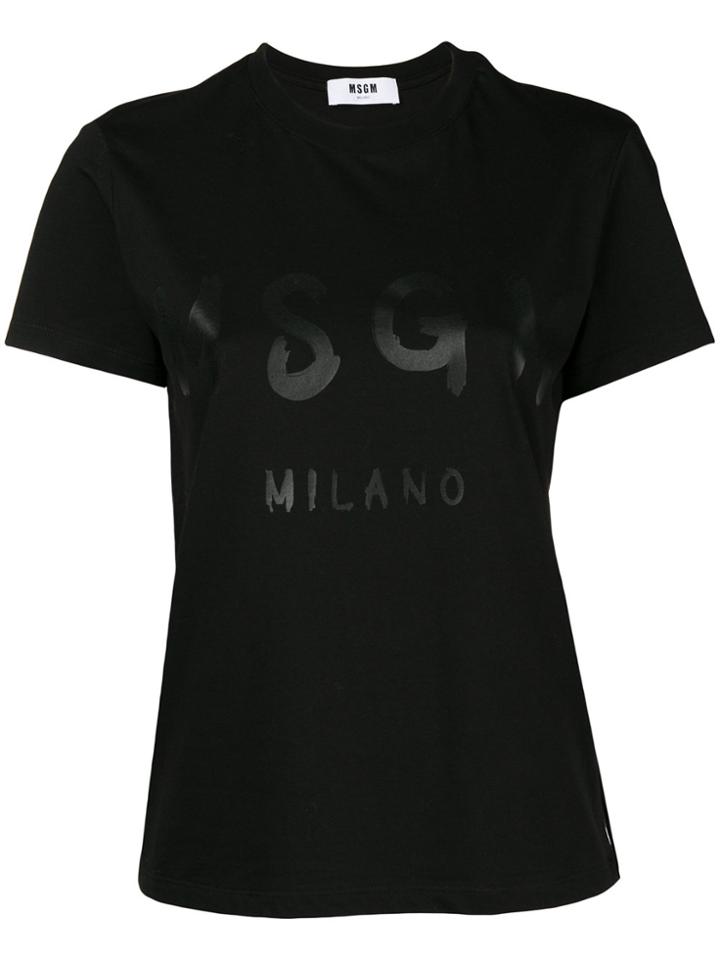 Msgm Paint Brushed Logo T-shirt - Black