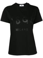 Msgm Paint Brushed Logo T-shirt - Black