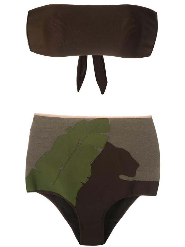 Adriana Degreas Appliqué Hot Pantes Bikini Set - Brown