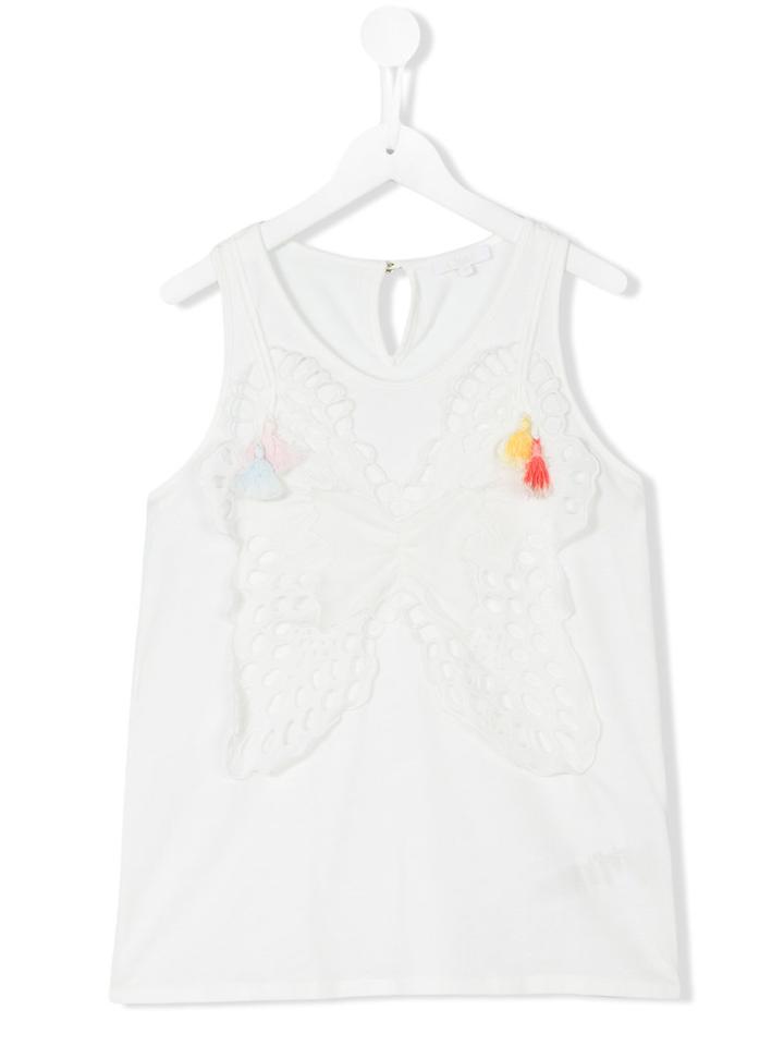 Chloé Kids - Butterfly Tank Top - Kids - Cotton/modal - 14 Yrs, Girl's, White