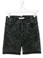 Andorine - Acid Fade Denim Shorts - Kids - Cotton/polyester/spandex/elastane - 14 Yrs, Black