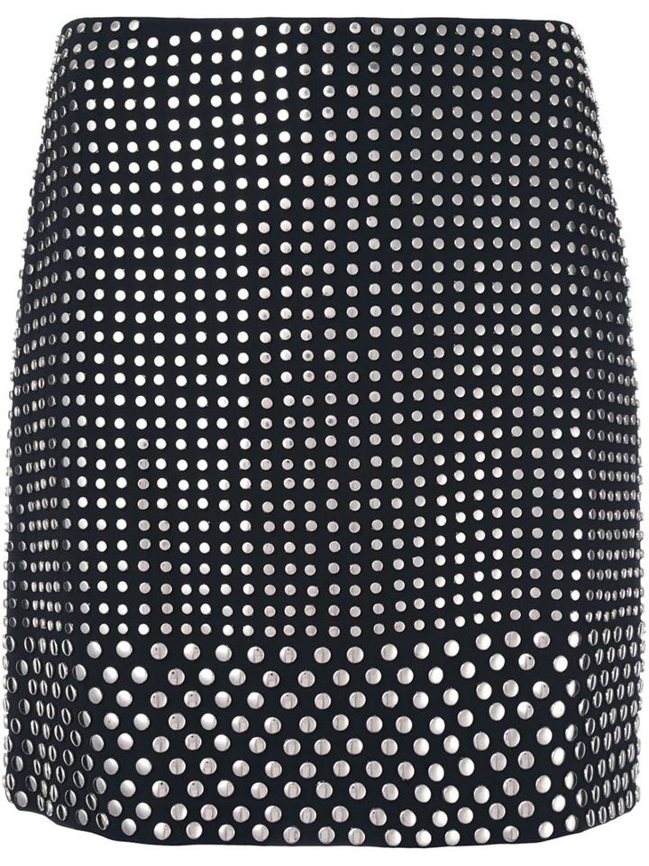 David Koma Studded Mini Skirt, Women's, Size: 8, Black, Spandex/elastane/acetate/viscose
