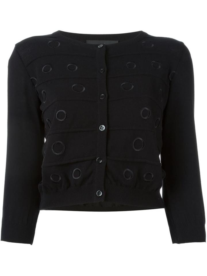 Boutique Moschino Embroidered Cardigan, Women's, Size: 48, Black, Cotton
