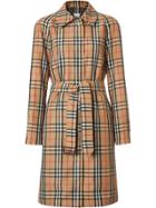 Burberry Vintage Check Belted Trench Coat - Yellow