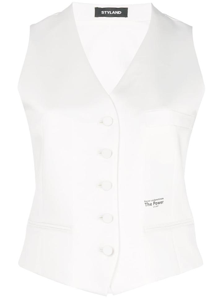 Styland Buttoned Waistcoat - White