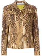 Christian Dior Vintage Leopard Print Denim Jacket, Women's, Size: 38, Nude/neutrals