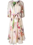 Blumarine - Floral Print Flared Dress - Women - Silk - 40, White, Silk