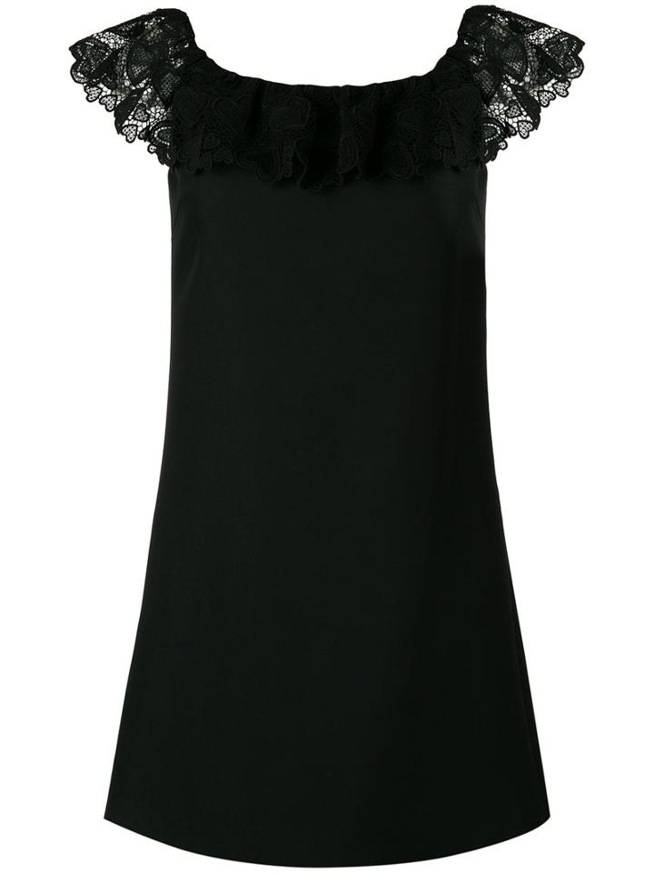 Miu Miu Embroidered Sleeves Dress, Women's, Size: 40, Black, Cotton/polyester/viscose