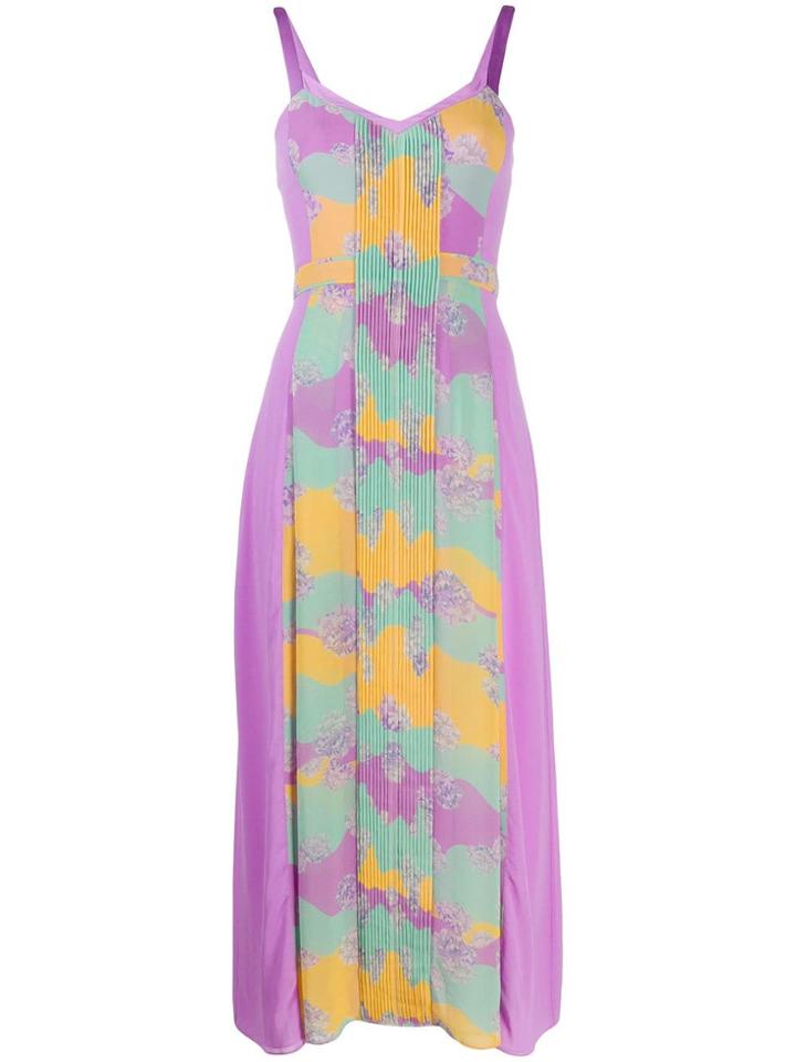 Three Floor Pastel Plisse Dress - Purple