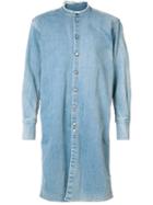 The Squad Long Length Collarless Shirt, Men's, Size: Small, Blue, Cotton
