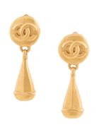 Chanel Pre-owned Logo Dangling Earrings - Metallic