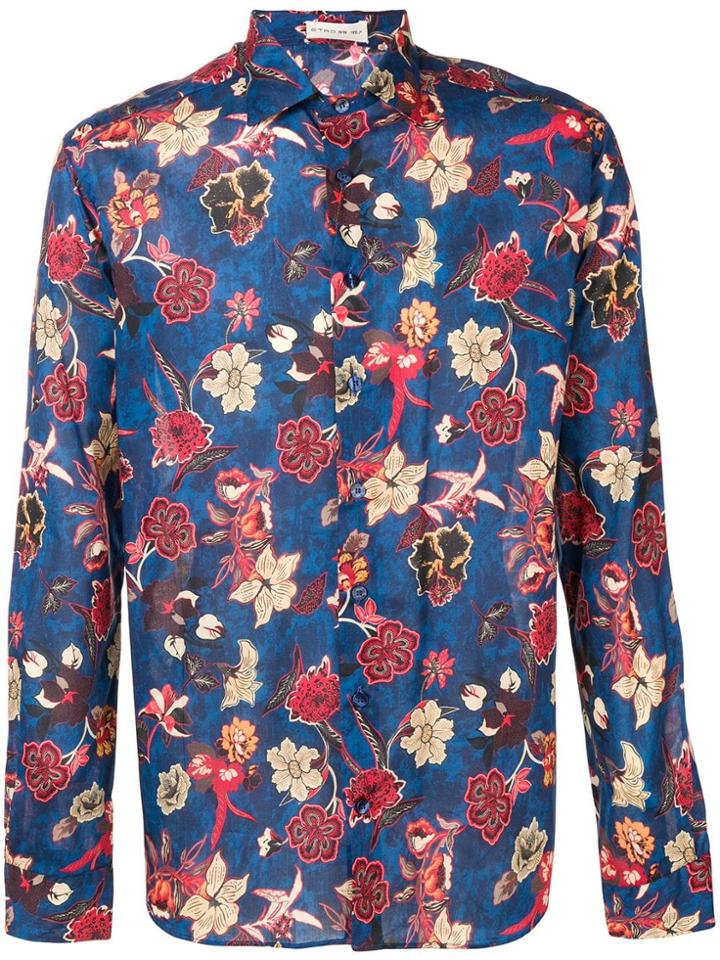 Etro Floral Button-up Shirt - Blue