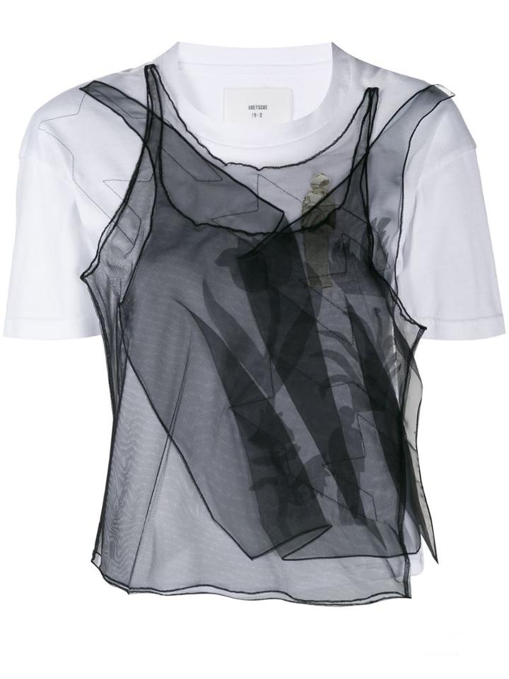 Quetsche Mesh Embroidered T-shirt - White