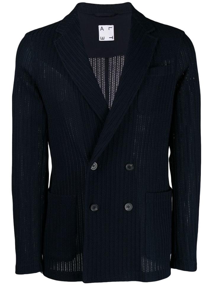 Altea Double Breasted Knit Blazer - Blue