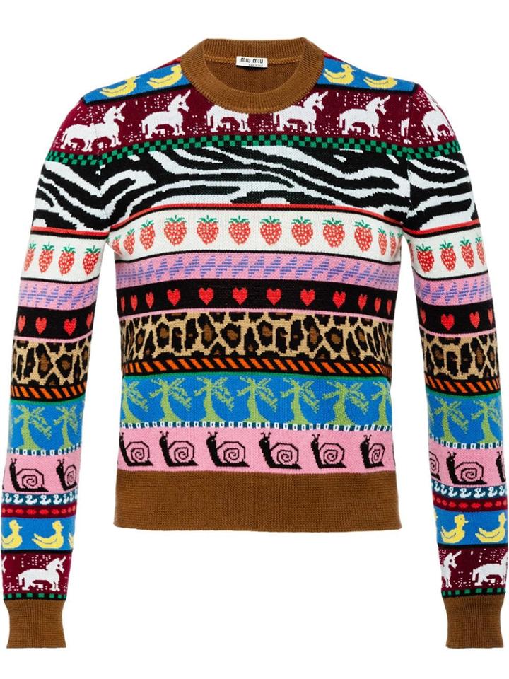 Miu Miu Jacquard Jumper - Brown